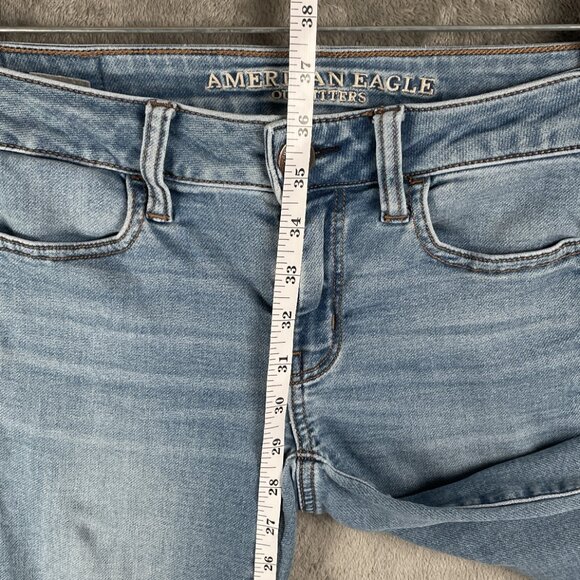 American Eagle Super Stretch X Jeans Women’s 2 Long Light Wash Denim Y2K Minimal - Picture 4 of 8